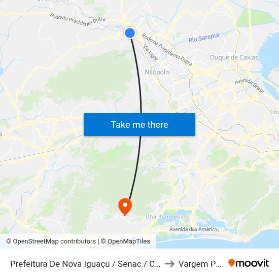 Prefeitura De Nova Iguaçu / Senac / Cemitério Municipal to Vargem Pequena map
