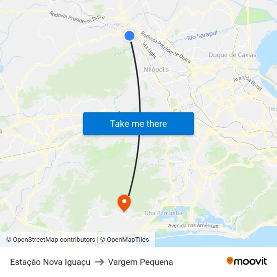 Estação Nova Iguaçu to Vargem Pequena map