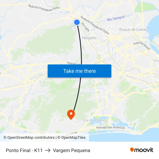 Ponto Final - K11 to Vargem Pequena map