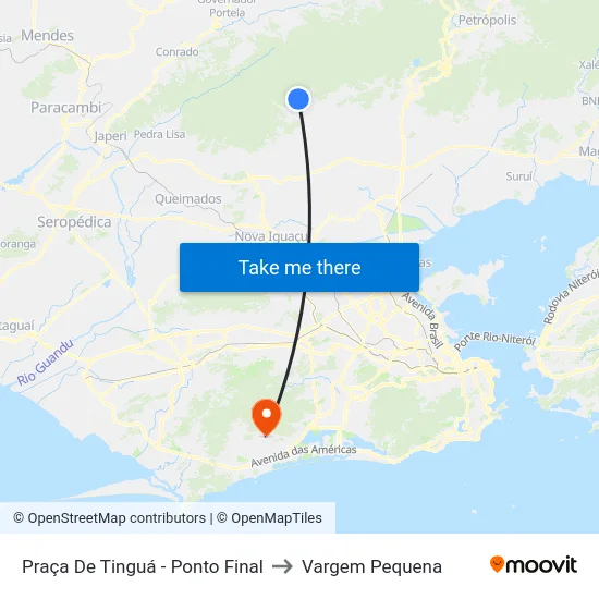 Praça De Tinguá - Ponto Final to Vargem Pequena map