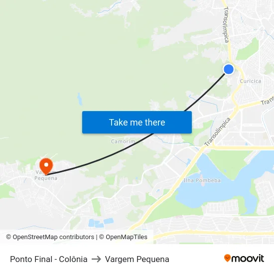 Ponto Final - Colônia to Vargem Pequena map