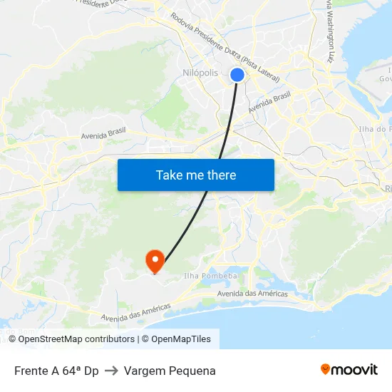 Frente A 64ª Dp to Vargem Pequena map