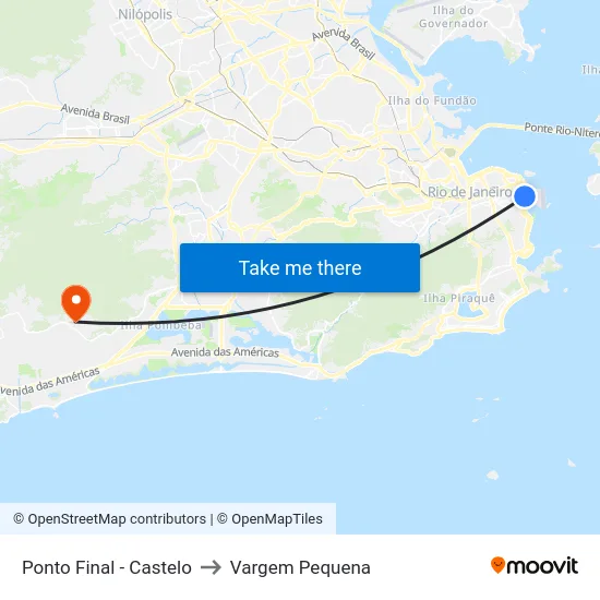 Ponto Final - Castelo to Vargem Pequena map