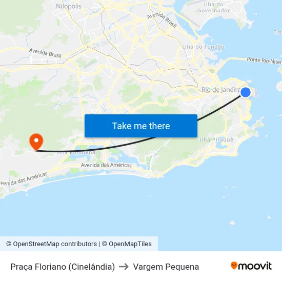 Praça Floriano (Cinelândia) to Vargem Pequena map