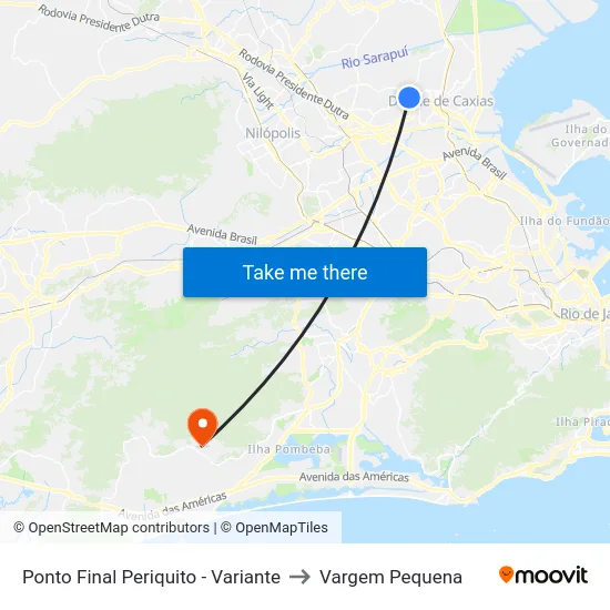 Ponto Final Periquito - Variante to Vargem Pequena map