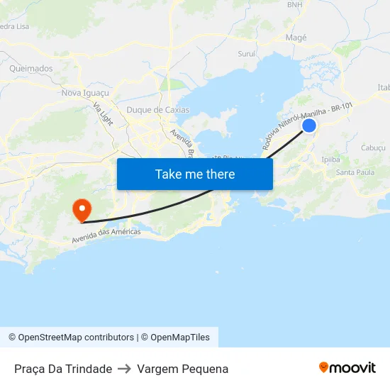 Praça Da Trindade to Vargem Pequena map