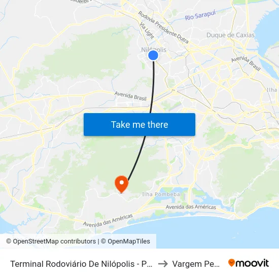 Terminal Rodoviário De Nilópolis - Plataforma C to Vargem Pequena map