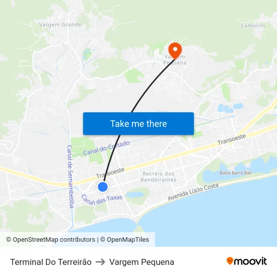 Terminal Do Terreirão to Vargem Pequena map