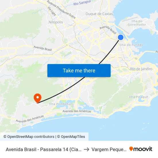 Avenida Brasil - Passarela 14 (Ciaga) to Vargem Pequena map