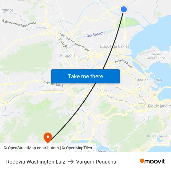 Rodovia Washington Luiz to Vargem Pequena map