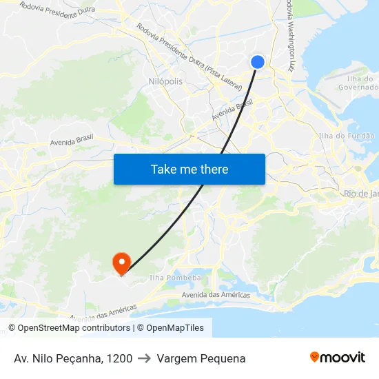 Av. Nilo Peçanha, 1200 to Vargem Pequena map