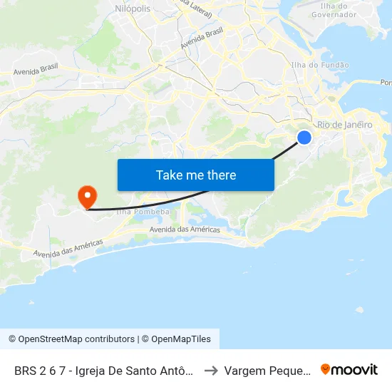 BRS 2 6 7 - Igreja De Santo Antônio to Vargem Pequena map