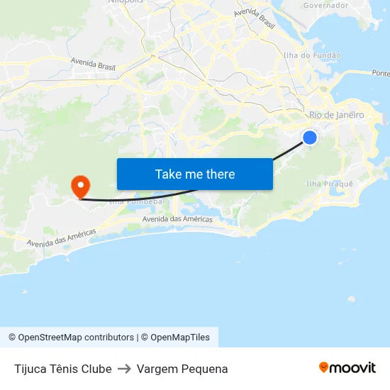 Tijuca Tênis Clube to Vargem Pequena map