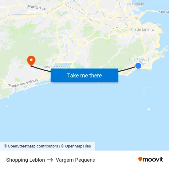 Shopping Leblon to Vargem Pequena map