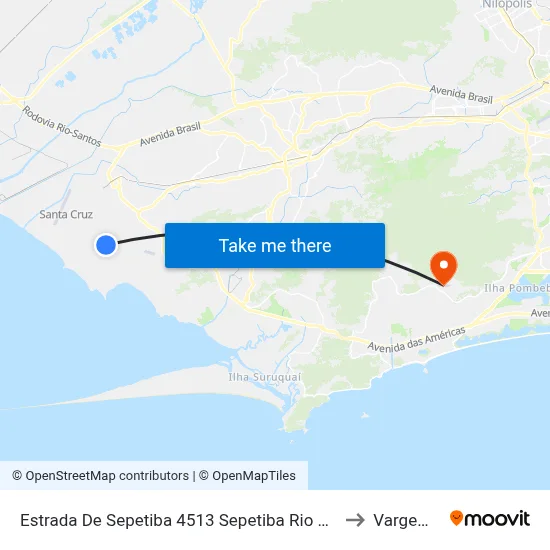 Estrada De Sepetiba 4513 Sepetiba Rio De Janeiro - Rio De Janeiro 23545 Brasil to Vargem Pequena map