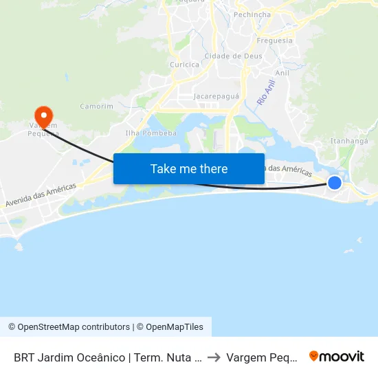 BRT Jardim Oceânico | Term. Nuta James to Vargem Pequena map