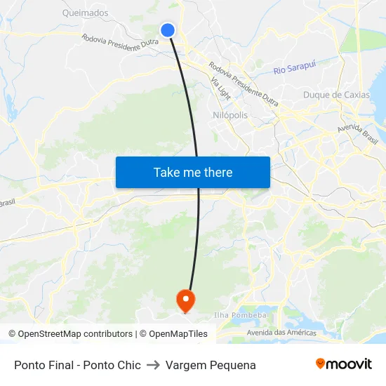 Ponto Final - Ponto Chic to Vargem Pequena map
