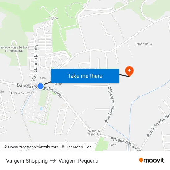 Vargem Shopping to Vargem Pequena map