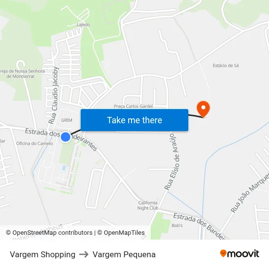 Vargem Shopping to Vargem Pequena map