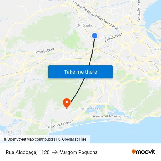 Rua Alcobaça, 1120 to Vargem Pequena map