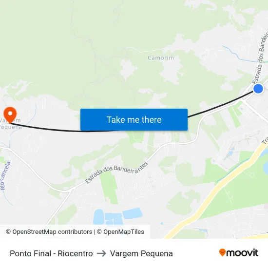 Ponto Final - Riocentro to Vargem Pequena map