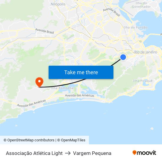 Associação Atlética Light to Vargem Pequena map