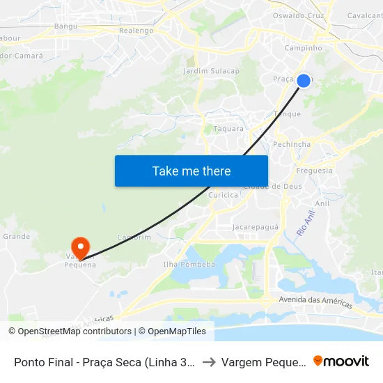 Ponto Final - Praça Seca (Linha 306) to Vargem Pequena map