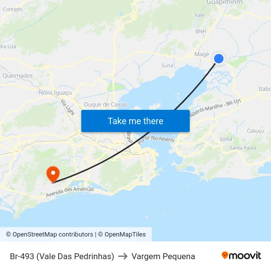 Br-493 (Vale Das Pedrinhas) to Vargem Pequena map