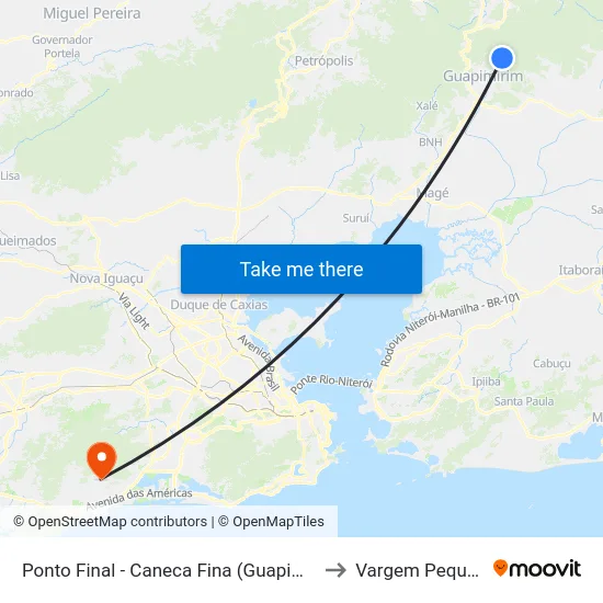 Ponto Final - Caneca Fina (Guapimirim) to Vargem Pequena map
