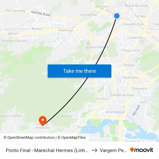 Ponto Final - Marechal Hermes (Linhas 570p E 731) to Vargem Pequena map
