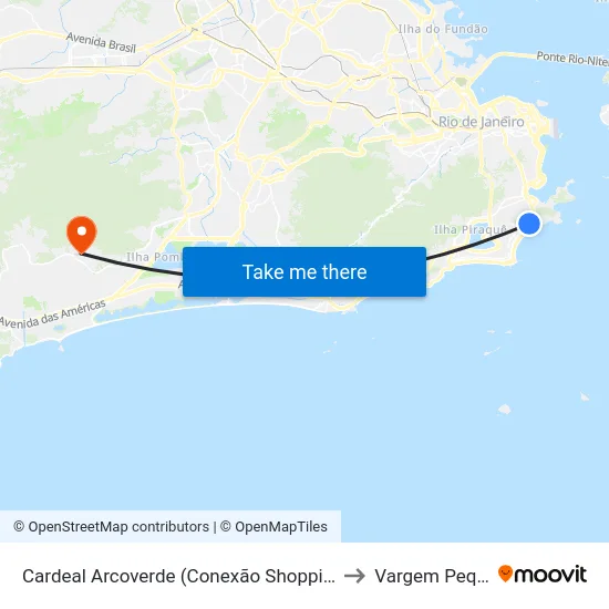 Cardeal Arcoverde (Conexão Shopping Rio Sul) to Vargem Pequena map