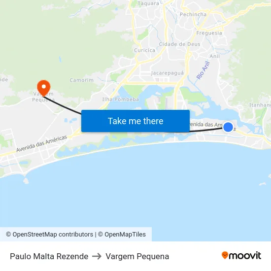 Paulo Malta Rezende to Vargem Pequena map
