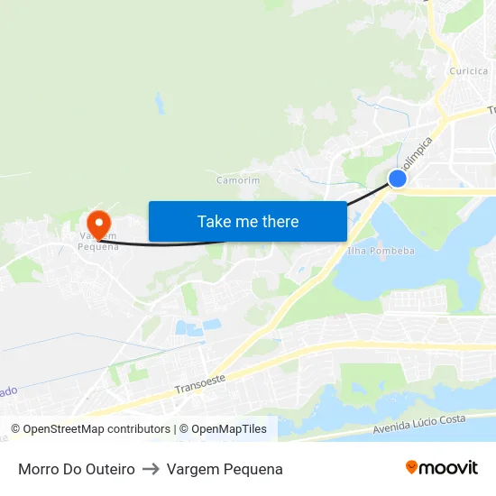 Morro Do Outeiro to Vargem Pequena map
