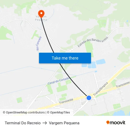 Terminal Do Recreio to Vargem Pequena map