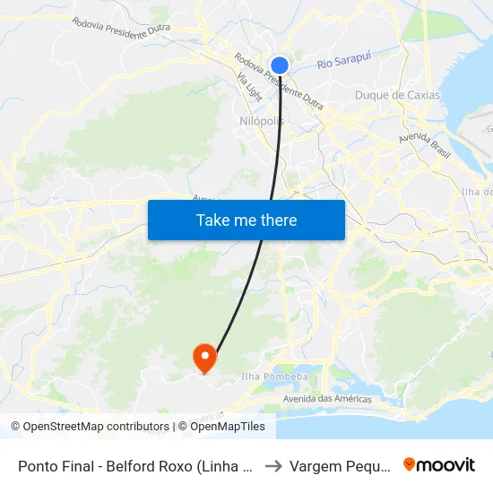 Ponto Final - Belford Roxo (Linha 400t) to Vargem Pequena map