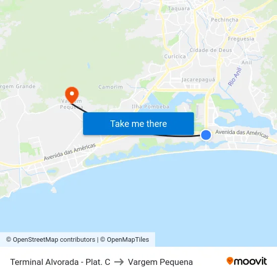 Terminal Alvorada - Plat. C to Vargem Pequena map