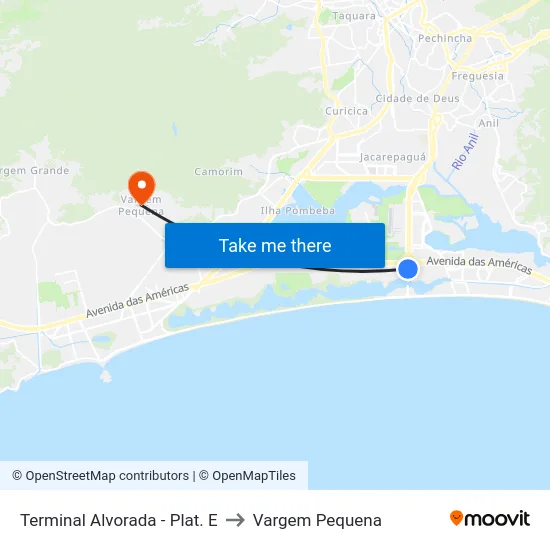Terminal Alvorada - Plat. E to Vargem Pequena map