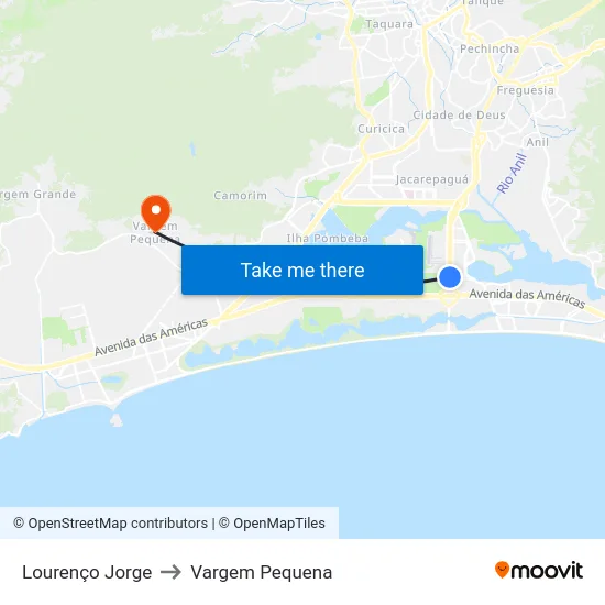 Lourenço Jorge to Vargem Pequena map