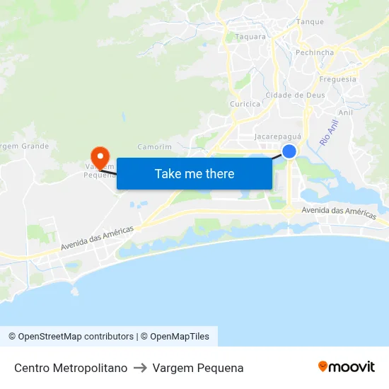 Centro Metropolitano to Vargem Pequena map