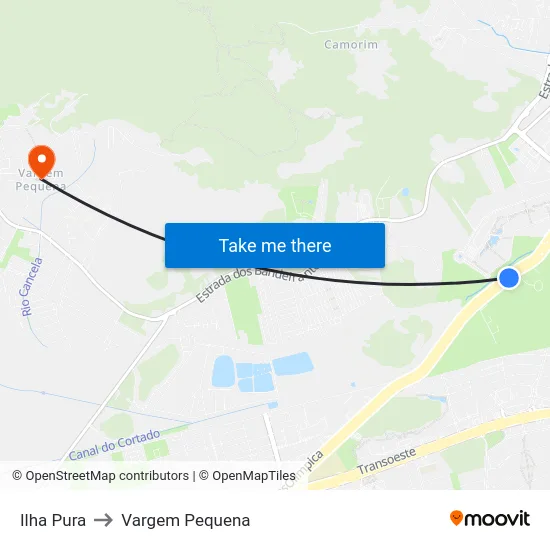 Ilha Pura to Vargem Pequena map