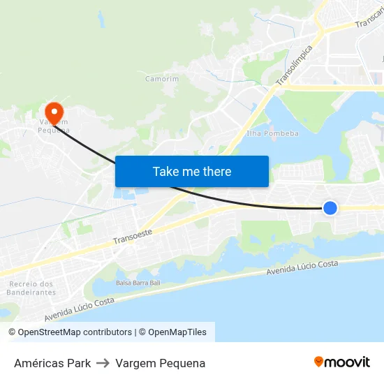 Américas Park to Vargem Pequena map