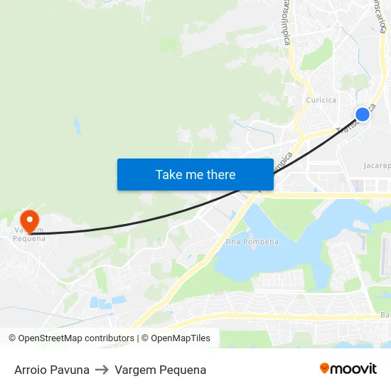 Arroio Pavuna to Vargem Pequena map