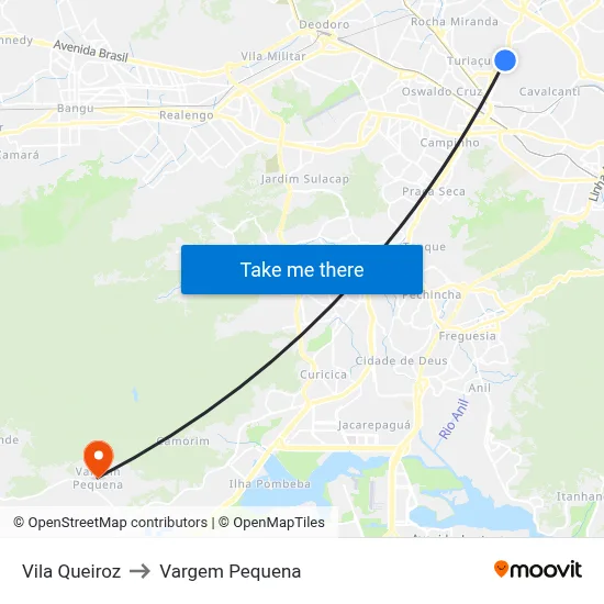 Vila Queiroz to Vargem Pequena map