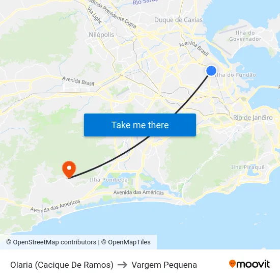 Olaria (Cacique De Ramos) to Vargem Pequena map