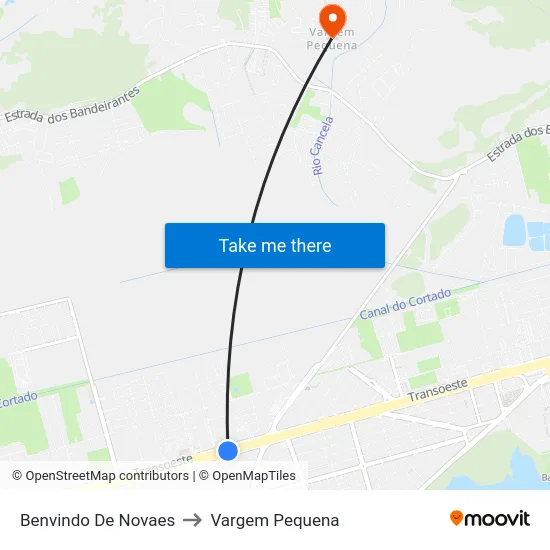 Benvindo De Novaes to Vargem Pequena map