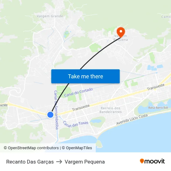 Recanto Das Garças to Vargem Pequena map