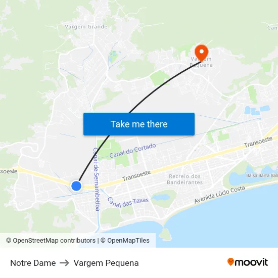 Notre Dame to Vargem Pequena map