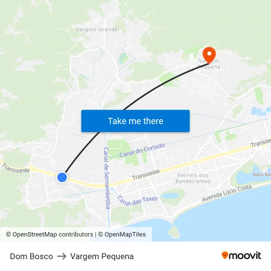 Dom Bosco to Vargem Pequena map