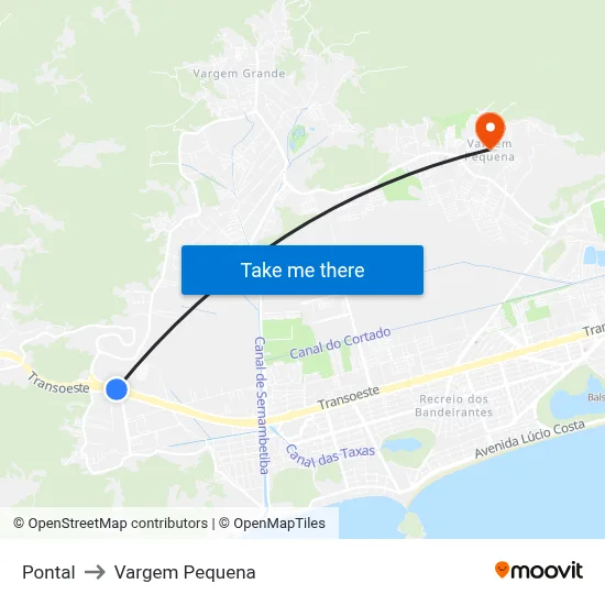 Pontal to Vargem Pequena map