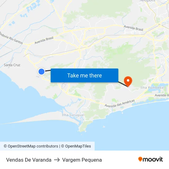 Vendas De Varanda to Vargem Pequena map